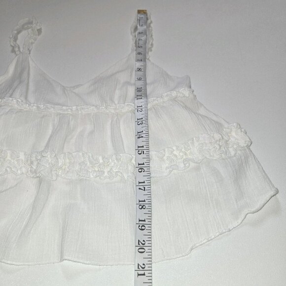 Cider Spaghetti Babydoll Ruffled Strap Blouse Top Medium Rayon Linen Cropped EUC - Picture 6 of 9